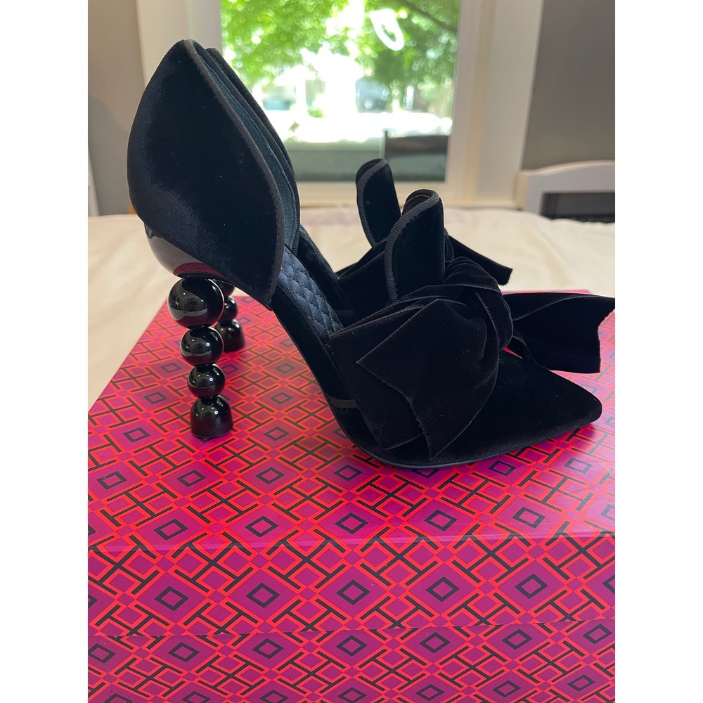 Tory Burch Clara Black Velvet Pump US 6 RARE NIB Women's 4.3in. Heel
